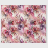 Papier Cadeau Encre d'alcool rose et violet à fleurs Imprimer (Plat)