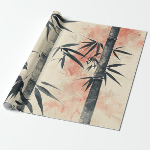 Papier Cadeau Encre lavée Sérénité Bamboo Rouge