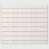 Papier Cadeau encre manuscrite rouge baie en crème sur mesure (Plat)