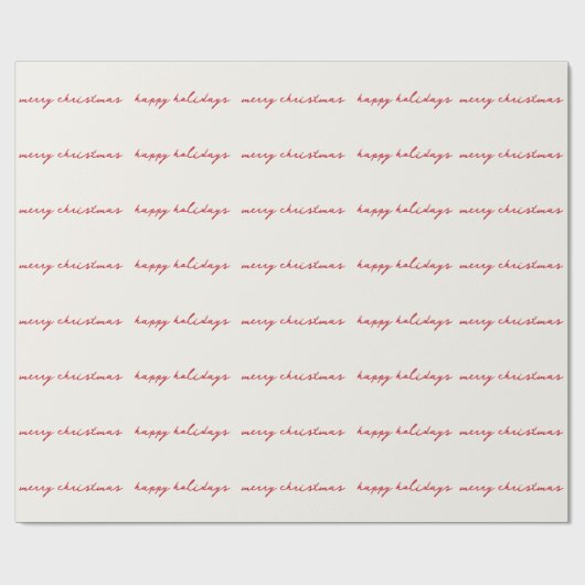 Papier Cadeau encre manuscrite rouge baie en crème sur mesure (Plat)