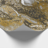 Papier Cadeau Encre Or Liquide Peinture Gris Noir Blanc Abstrait (Coin)