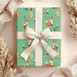 Papier Cadeau Enfant animal de bois mignon anniversaire