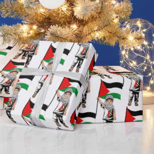Papier Cadeau Enfant avec le drapeau de Keffiyeh Palestine