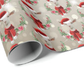 Papier Cadeau Enfant de chèvre de Noël à Santa Hat et Scarf Gold (Coin rond)