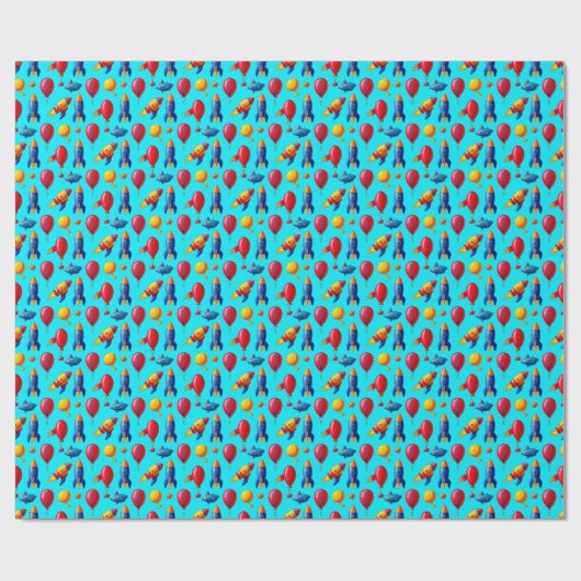 🎁 Papier Cadeau Enfant Fête Colorée dans l'Espace (Plat)