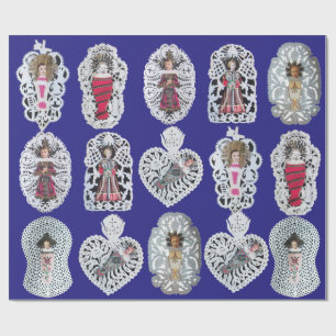 Papier Cadeau Enfant Jésus, Antique Papier de Noël, Bleu