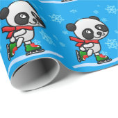 Papier Cadeau Enfant mignon de Noël de neige de patinage de (Coin rond)
