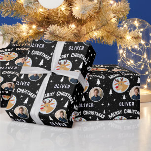 Papier Cadeau Enfant Renne Mignon Nom Photo Noël