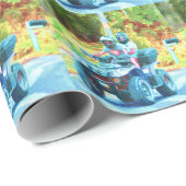 Papier Cadeau Enfants à bord d'un véhicule tout terrain sur rout (Coin rond)