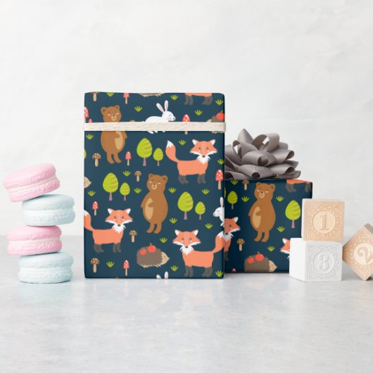 Papier Cadeau Enfants Amusants Forêt Animaux Lapin Lapin Lapin F (Baby Shower)