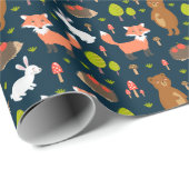 Papier Cadeau Enfants Amusants Forêt Animaux Lapin Lapin Lapin F (Coin rond)