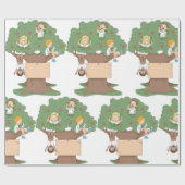 Papier Cadeau Enfants amusants jouant dans l'arbre Apple (Plat)