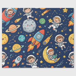 Papier cadeau Enfants Astronautes Espace