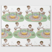 Papier Cadeau Enfants au feu de camp (Plat)