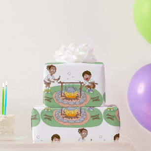Papier Cadeau Enfants au feu de camp