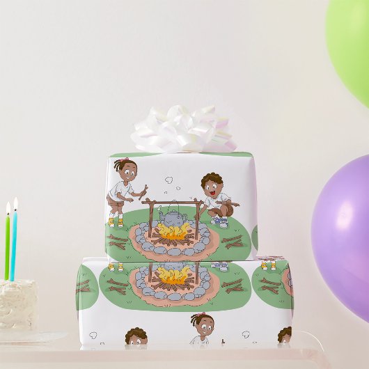 Papier Cadeau Enfants au feu de camp
