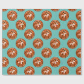 Papier Cadeau Enfant's Birthday, Basketball, Nom Age, Turquoise  (Plat)