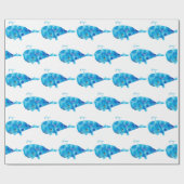 Papier Cadeau Enfants Bleu Baleine Envelopper Cadeau N'importe q (Plat)
