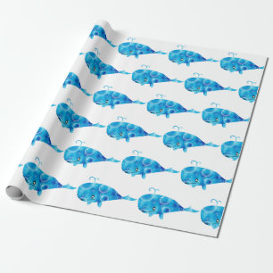 Papier Cadeau Enfants Bleu Baleine Envelopper Cadeau N'importe q