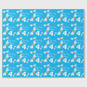 Papier Cadeau Enfants bleu nom abeille blanche 4e anniversaire e (Plat)