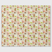 Papier Cadeau Enfants Bonne Matin Forêt Animaux Renard ours Lapi (Plat)