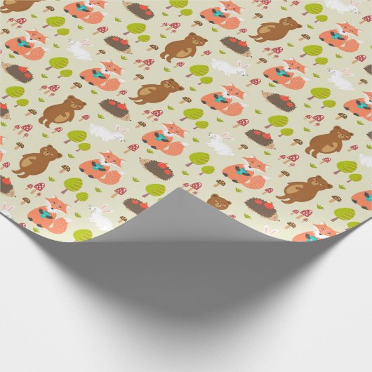 Papier Cadeau Enfants Bonne Matin Forêt Animaux Renard ours Lapi (Coin)