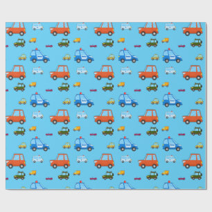 Papier Cadeau Enfants Cartographie Voitures Anniversaire Wrap