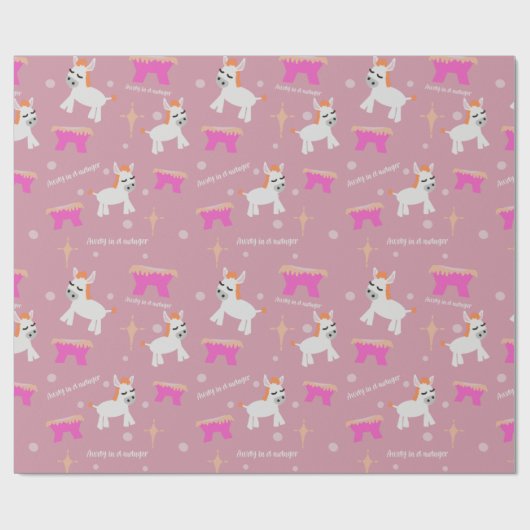 Papier Cadeau Enfants Christian Noël nativité fun rose (Plat)