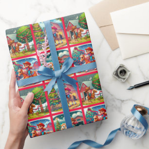 Papier Cadeau Enfants Cowboy Décorant Arbre de Noël