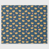 Papier Cadeau Enfants Cute Kitty Chat Face à Empreintes de patte (Plat)