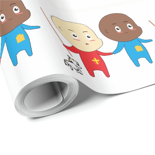 Papier Cadeau Enfants Cutieful Art Babies St. Nicholas Sinterkla (Coin rond)