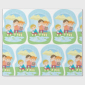 Papier Cadeau Enfants Dans La Pluie (Plat)