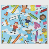 Papier Cadeau Enfants de l'école ABC (Plat)