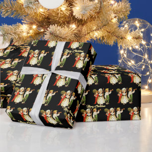 Papier Cadeau Enfants de Noël mignons lustration Noir