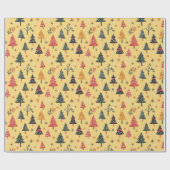 Papier Cadeau Enfants Dessinez un joli sapin de Noël Jaune (Plat)