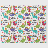 Papier Cadeau Enfants Dino fête l'anniversaire (Plat)