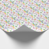 Papier Cadeau Enfants Dinosaure Arc-en-ciel Aquarelle Jungle Ann (Coin)