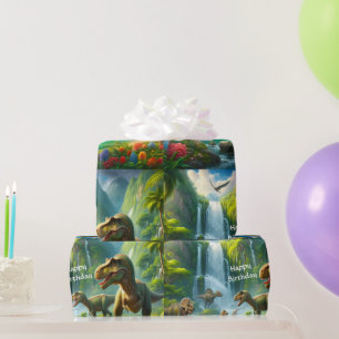 Papier Cadeau Enfants Dinosaures Jungle Imprimer
