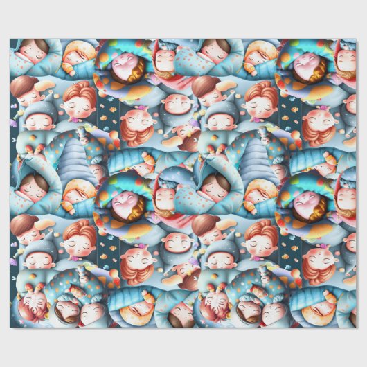 Papier Cadeau Enfants dormant couchage sommeil sommeil sommeil p (Plat)