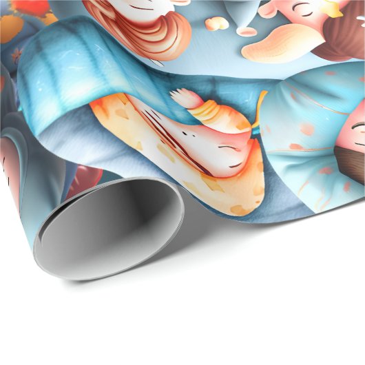 Papier Cadeau Enfants dormant couchage sommeil sommeil sommeil p (Coin rond)