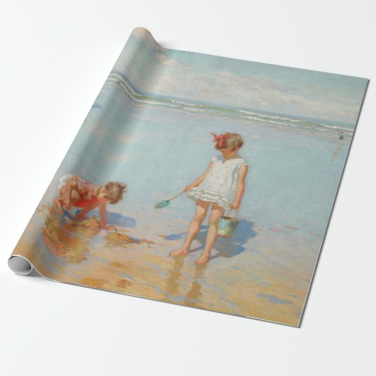 Papier Cadeau Enfants en bord de mer (Summer Beach Scene) (Déroulé)