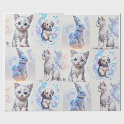 Papier Cadeau Enfants Galaxy Collection chiot, chaton, chat, lap (Plat)