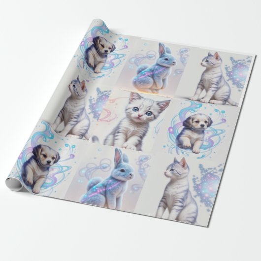 Papier Cadeau Enfants Galaxy Collection chiot, chaton, chat, lap (Déroulé)
