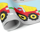 Papier Cadeau Enfants garçons Construction camion (Coin rond)