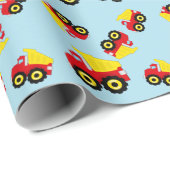 Papier Cadeau Enfants garçons Construction camion (Coin rond)