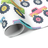 Papier Cadeau Enfants Grandes Roues Voitures Et Camions (Coin rond)