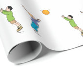 Papier Cadeau Enfants Jouant À La Balle (Coin rond)