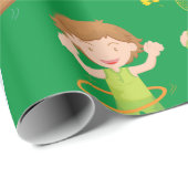 Papier Cadeau Enfants jouant au sport (Coin rond)