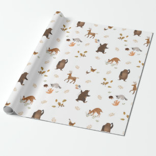 Papier Cadeau Enfants Jouer Mignonne Ours Woodland Forest Cadeau