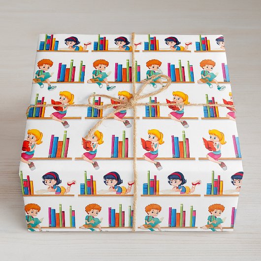 Papier Cadeau Enfants Lecture Livres